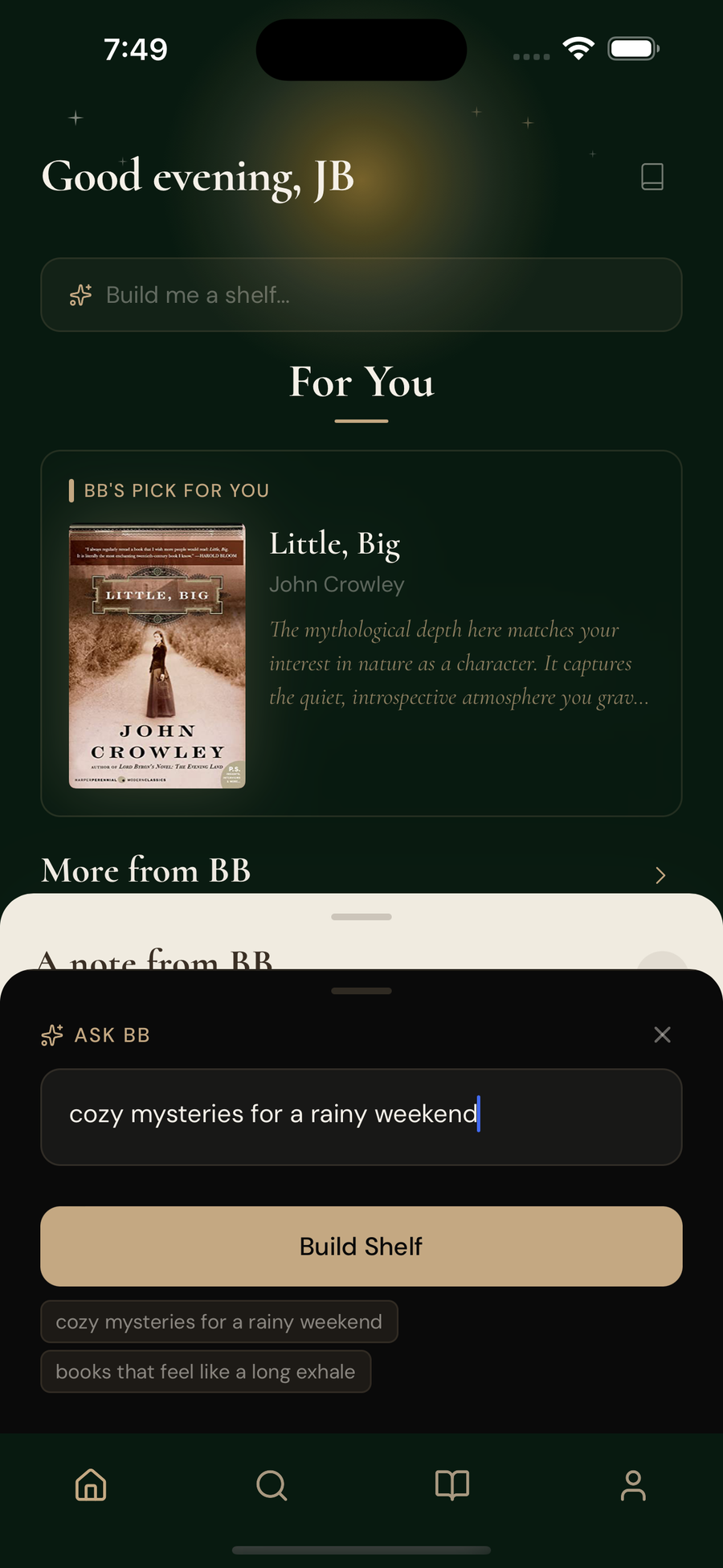 Build a shelf from a mood or feeling