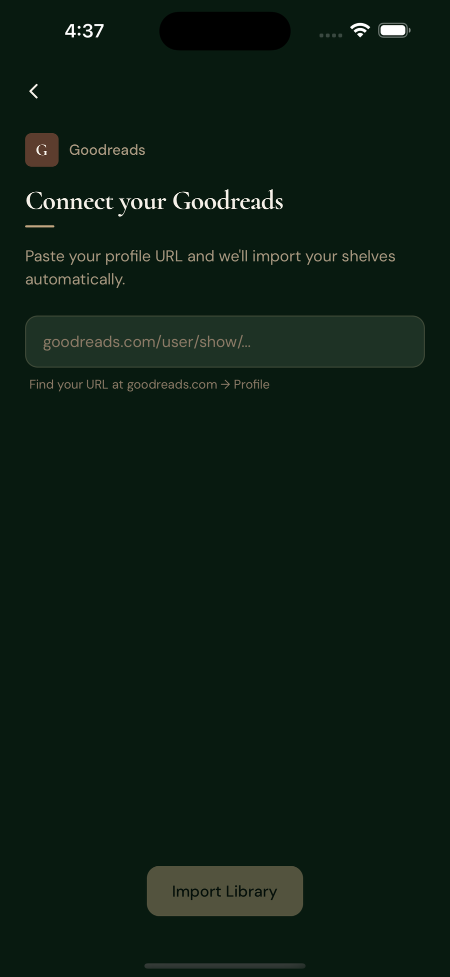 Connect your Goodreads to import shelves